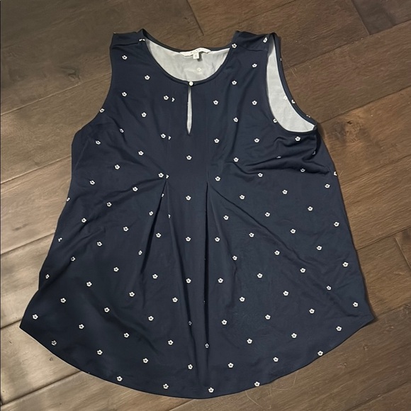 Alfred Sung Navy Sleeveless  Women's keyhole flower Top - Picture 1 of 6